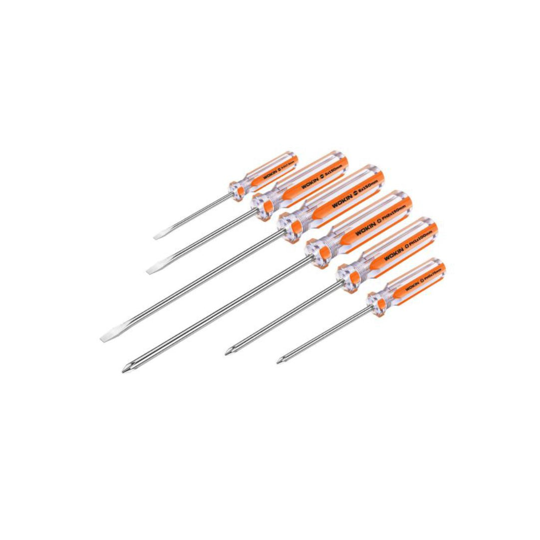 Schraubendreher-Set, 6-teilig, magnetisch, transparenter Griff.