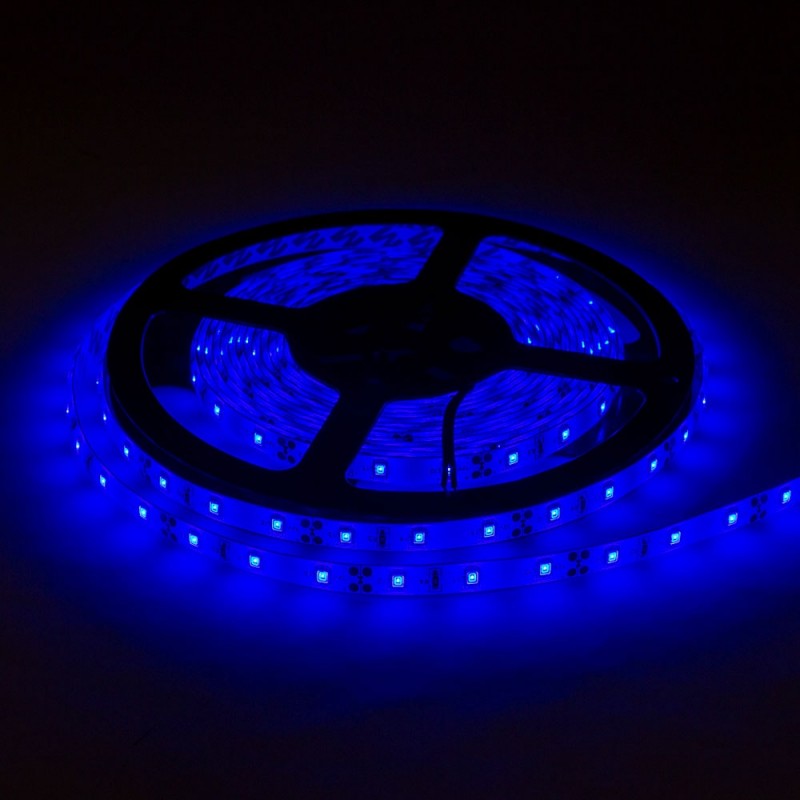 LED-Streifen, 24W, 12V, 60 LEDs/m, IP54, 5m, blau.