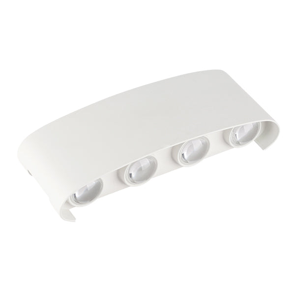 LED Wandleuchte 8W, Gartenleuchte, IP65, 3000 K, Aluminium, Weiß.