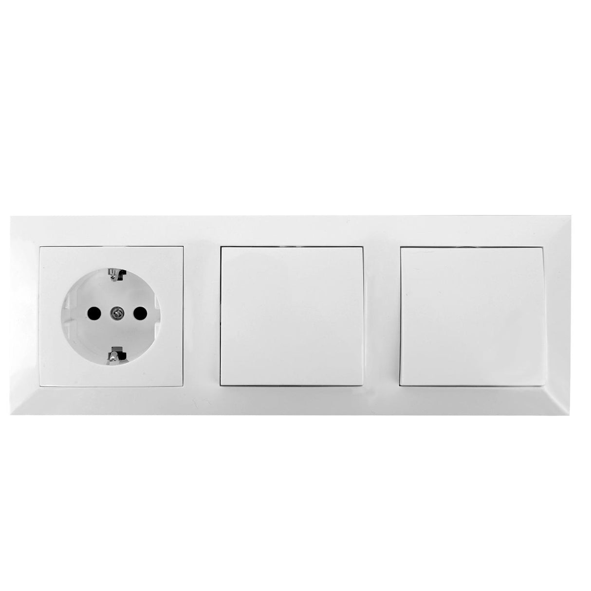 Schutzkontakt-Steckdose mit 2 x Aus- Wechselschalter, 16 A, 250 V, weiß.