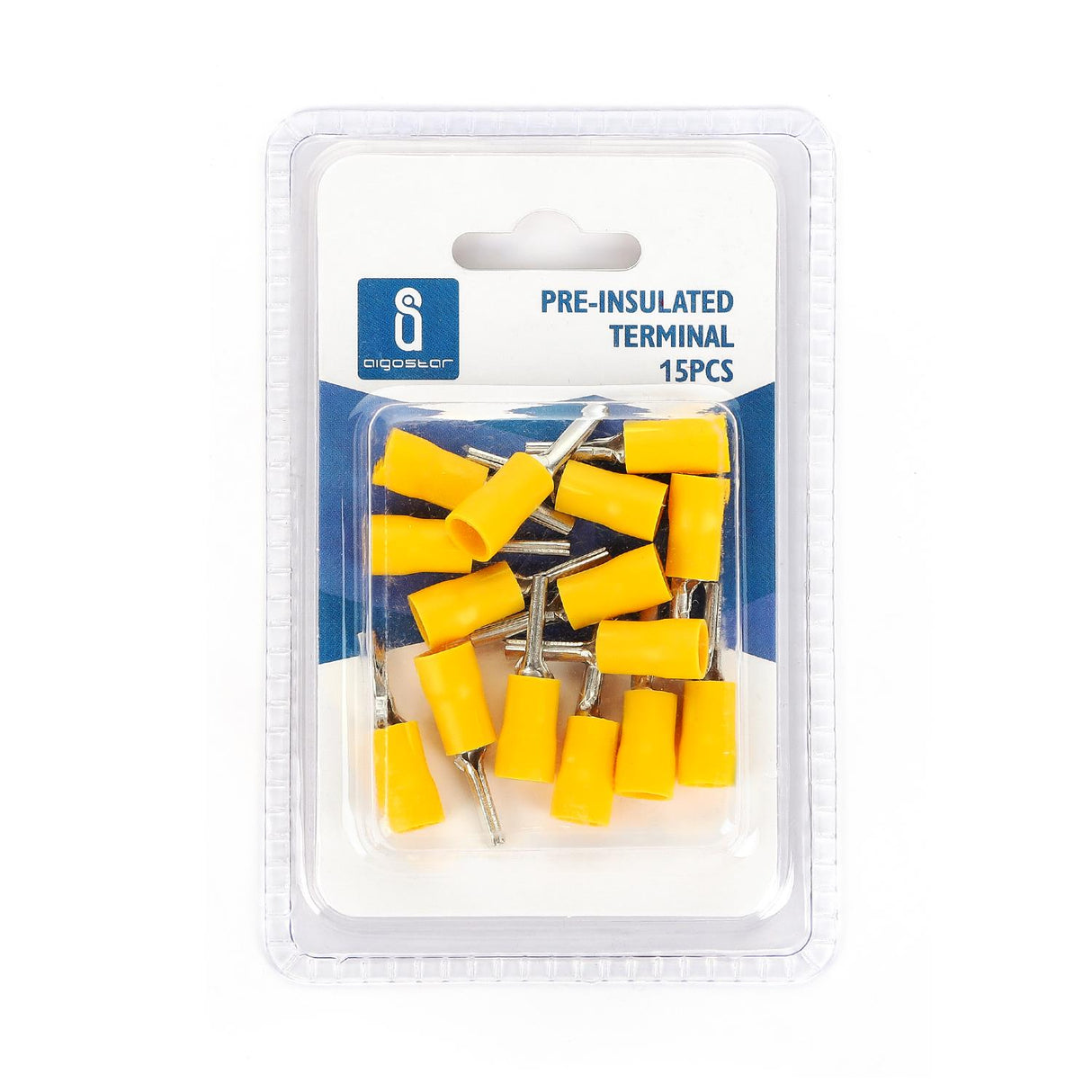 Stiftkabelschuhe, isoliert, 15 Stk., PTV 5,5-13 mm, 25,5 x 6,7 x 6,7 mm, gelb.