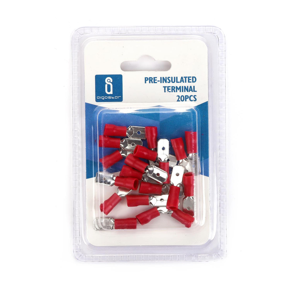 Flachsteckhülse, isoliert, 20 Stk., MDD 2 - 250 mm, 21 x 6,35 x 4,3 mm, rot.