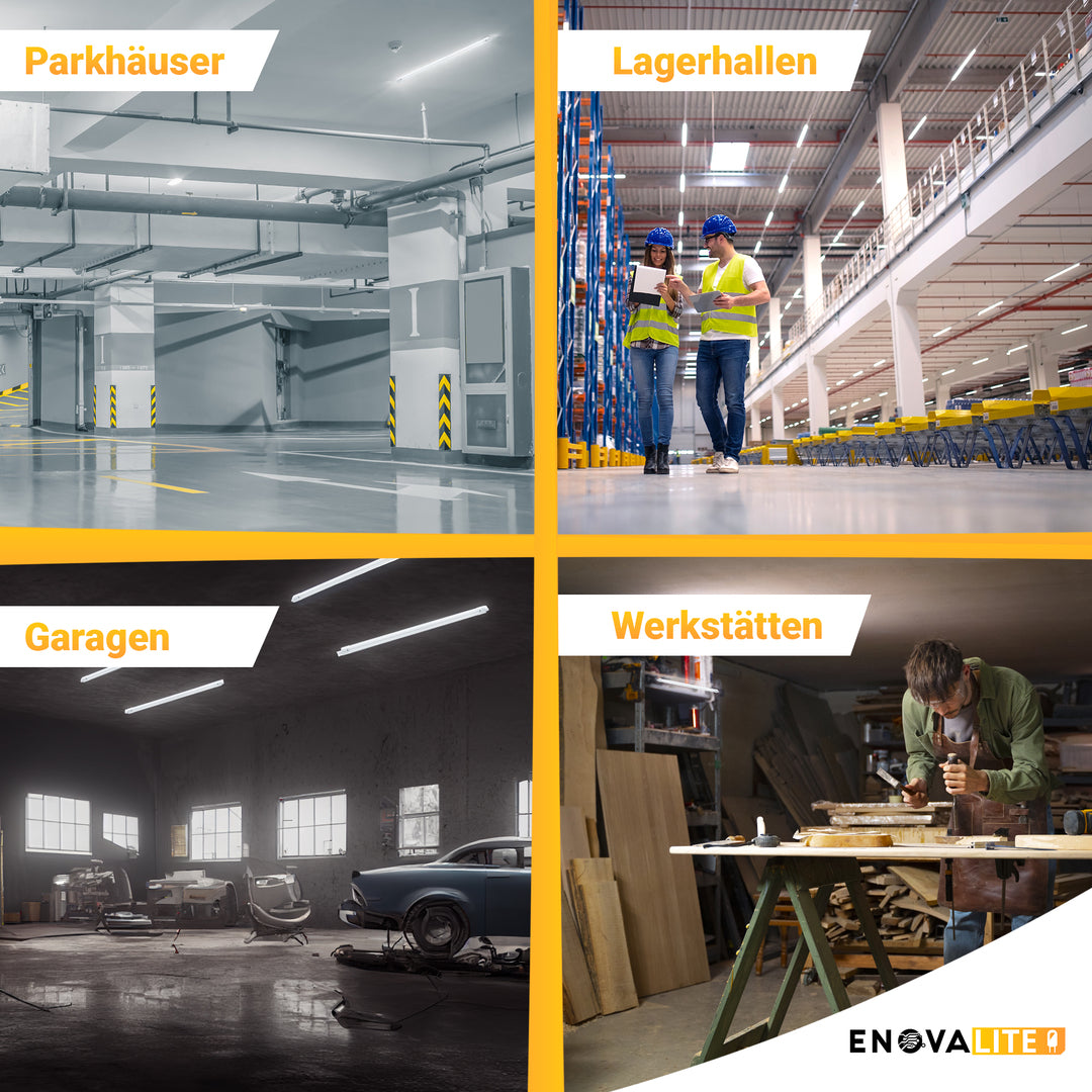 2er Pack LED Feuchtraumleuchte PRO, 120cm, 36W, 4320lm, 4000K (neutralweiß), IP65, OSRAM-Netzteil, Steckklemme, durchschleifbar.