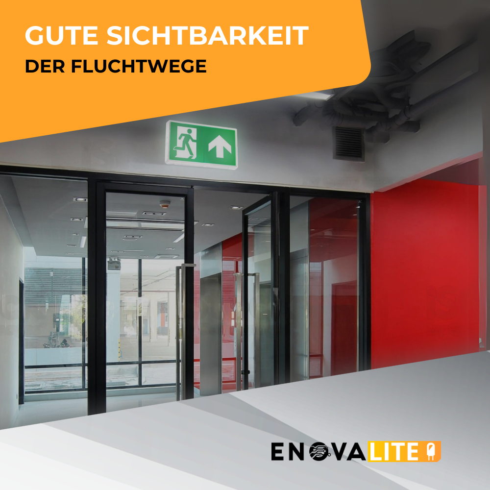LED-Fluchtwegleuchte, 8 h Notlicht, Notausgang mit Notstromeinheit, TEST-Funktion, Wandmontage, Ein- und Aufbau, IP65.
