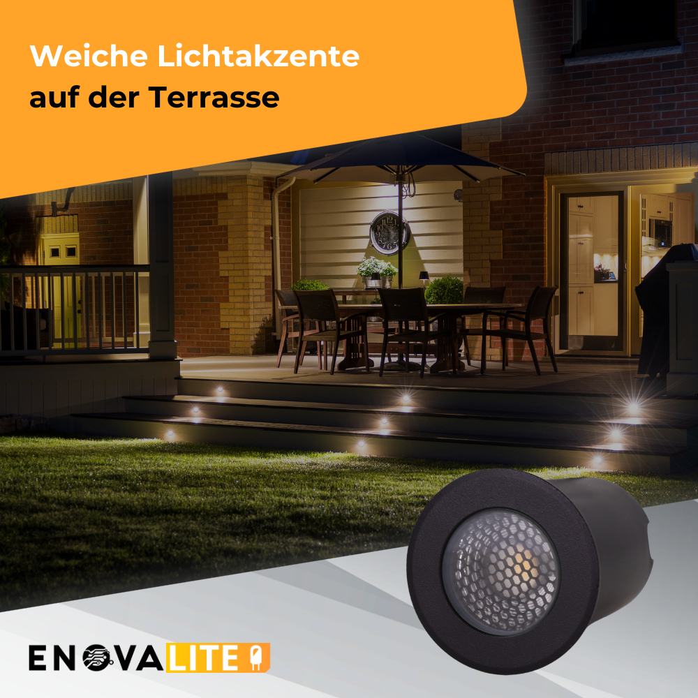 4er Set LED Bodeneinbaustrahler, Ø 65 x 80 mm, 5 W, 300 lm, 3000 K (warmweiß), schwarz, Aluminiumdruckguss, EPISTAR.