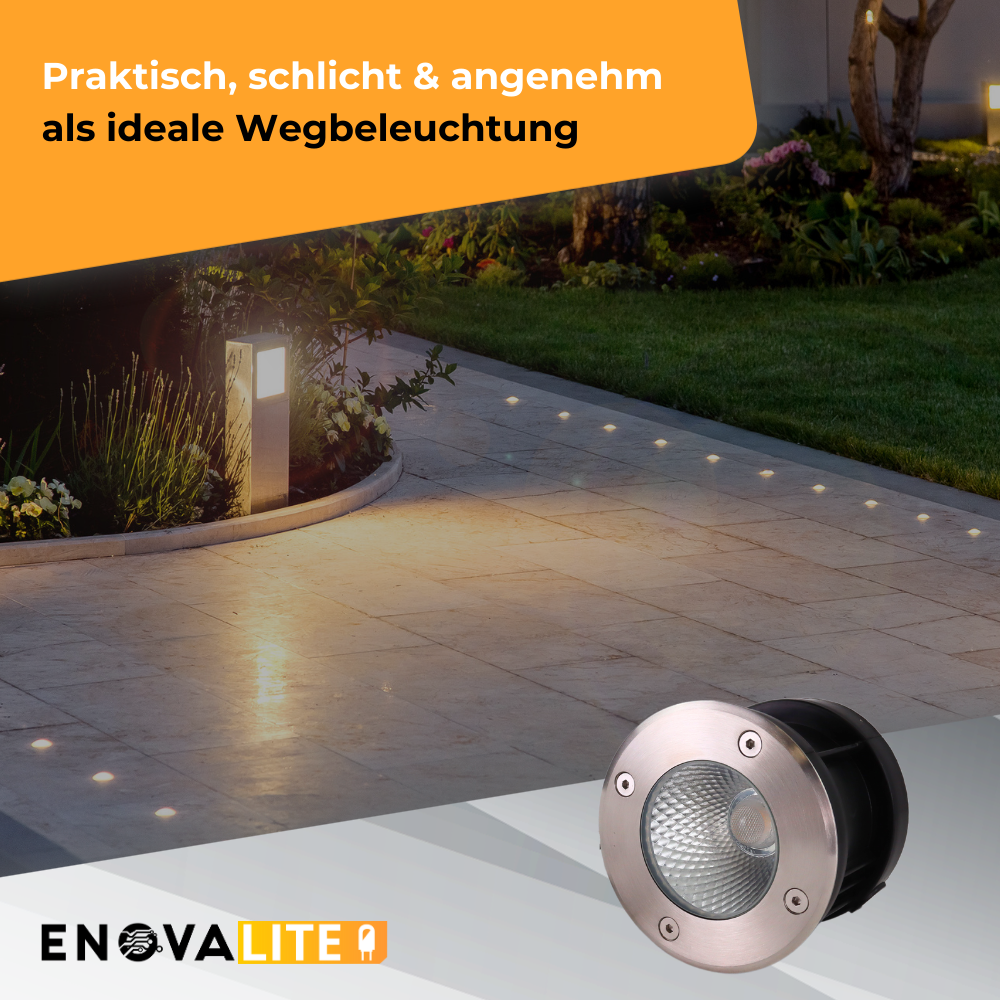LED Bodeneinbaustrahler, 7 W, 490 lm, 3000 K (warmweiß), Chromoptik, Edelstahl und Aluminiumdruckguss, EPISTAR.