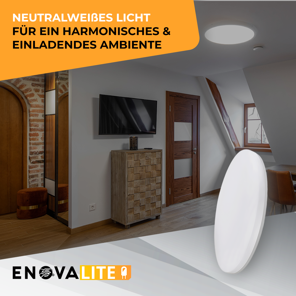 LED Aufbauleuchte, 18W, 1880 lm, 4000K, ø220x50mm, IP54.