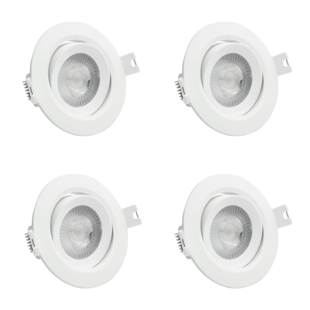 4er Set LED CCT Downlight schwenkbar, 7W, 718lm, 38°, IP44, 3000K-4000K-6000K einstellbar.