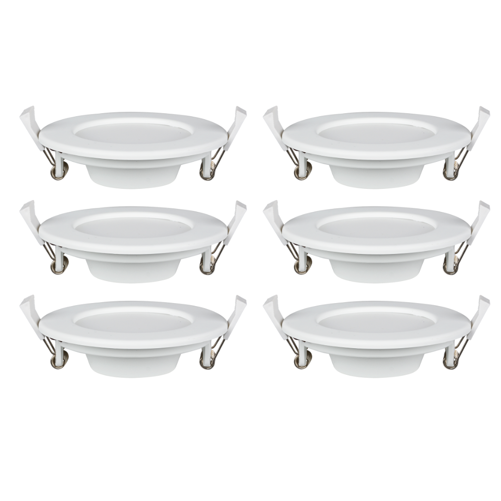 6er Set LED CCT Downlight, dimmbar, 24W, 2565 lm, ø240x32mm, 3000-4000-6000K einstellbar, mit Diffusor, IP44, rund.