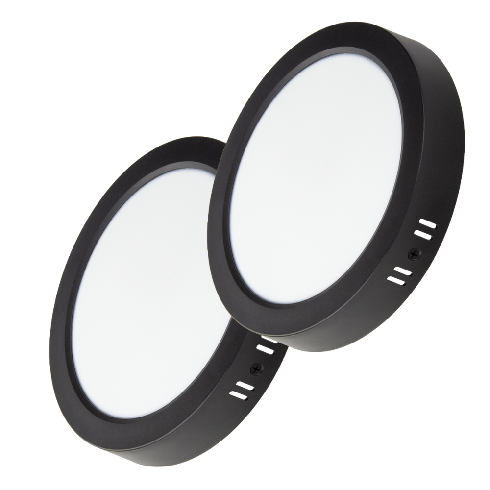 LED Aufbauleuchte in Schwarz, 6W, 230 V, IP44-geschützt, 600 lm, Lichtfarbe einstellbar, Ø109x28 mm, Deckenleuchte mit Diffusor, Badezimmerlampe
