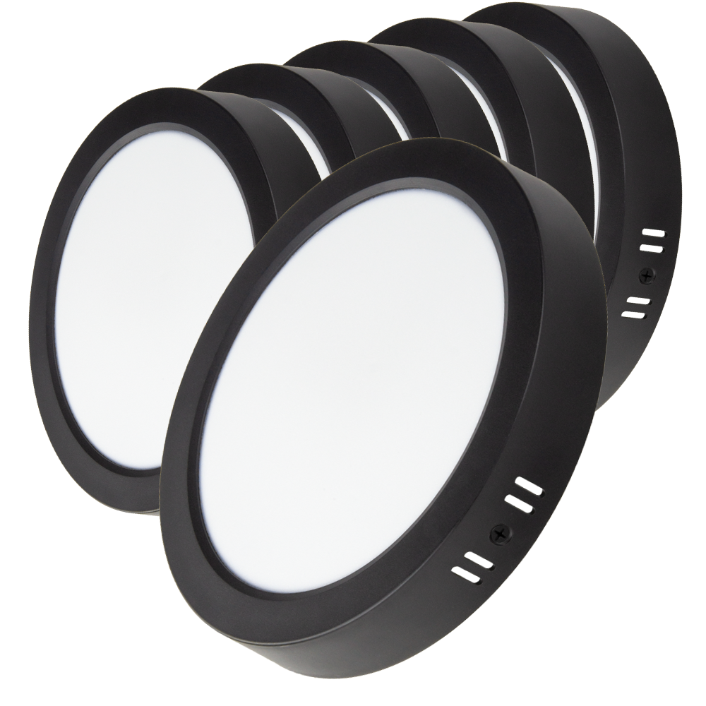 LED Aufbauleuchte in Schwarz, 12 W, 230 V, IP44-geschützt, 1200 lm, Lichtfarbe einstellbar, Ø170x34 mm, Deckenleuchte mit Diffusor, Badezimmerlampe