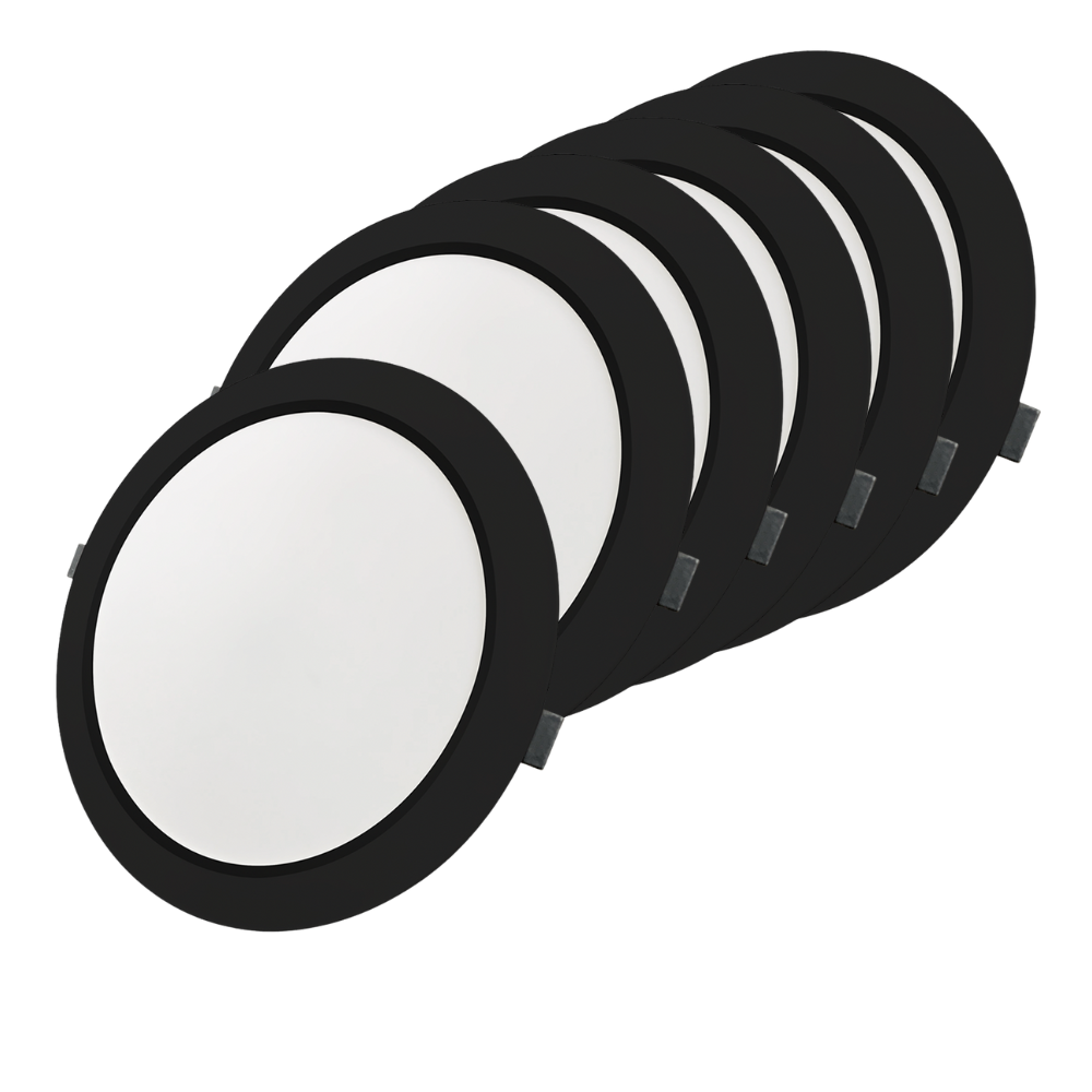 LED Einbauleuchte in Schwarz, 24 W, 230 V, IP44-geschützt, 2400 lm, Lichtfarbe einstellbar, Ø295x28 mm, Einbaustrahler mit Diffusor, Badezimmer Deckenleuchte