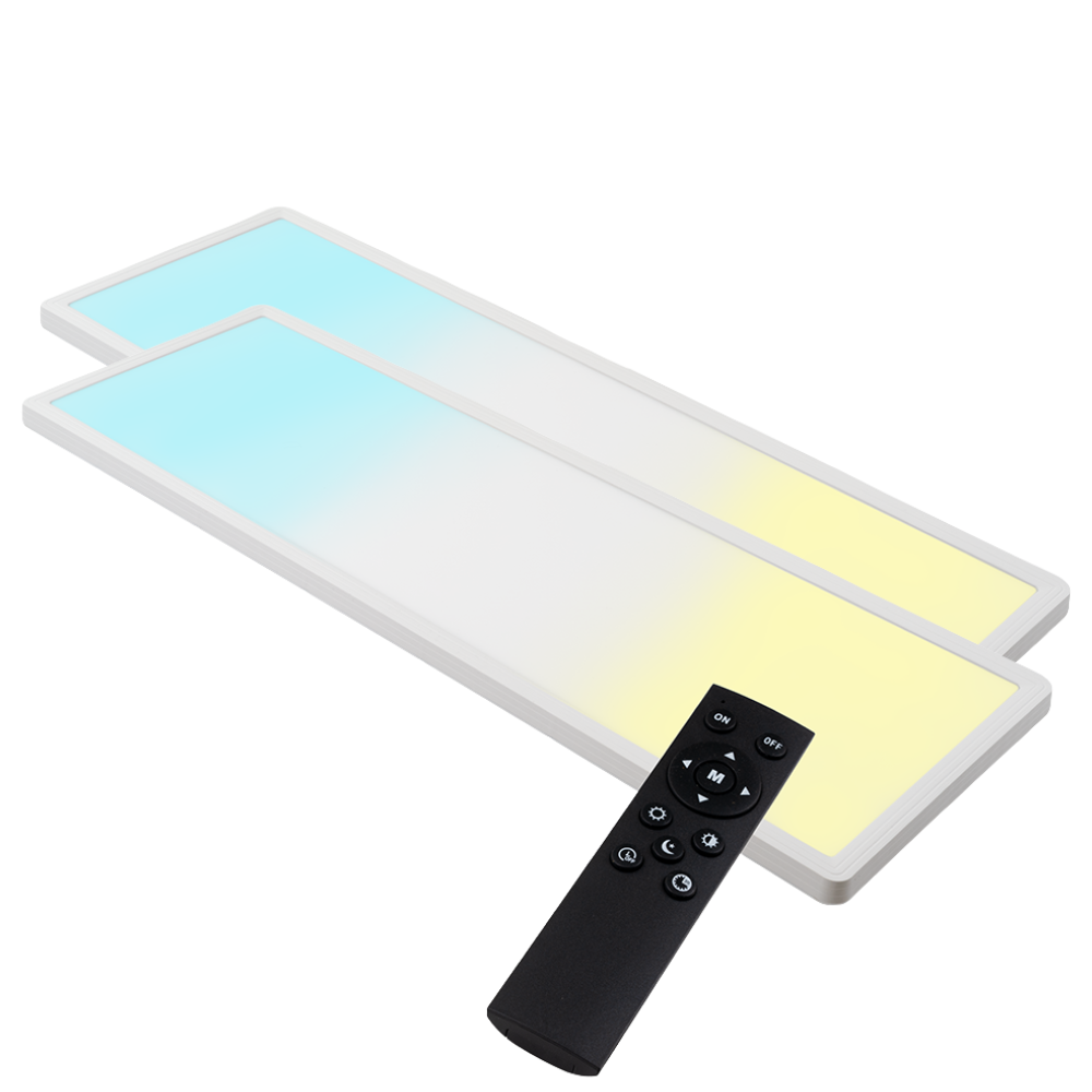 LED-Panel mit Fernbedienung, 58×20 cm, weiß, 24 W, 2200 lm, IP44 Wassergeschützt, Helligkeit und Lichtfarbe einstellbar