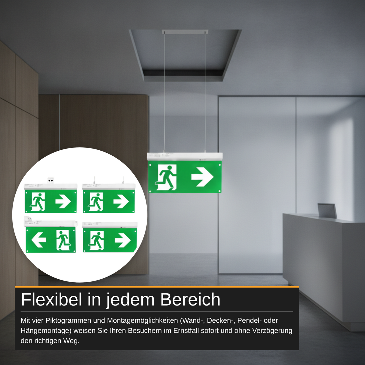 10er Pack LED-Fluchtwegleuchte 4in1 mit Notstromakku 3h, TEST-Funktion, Dauer- & Notbetrieb