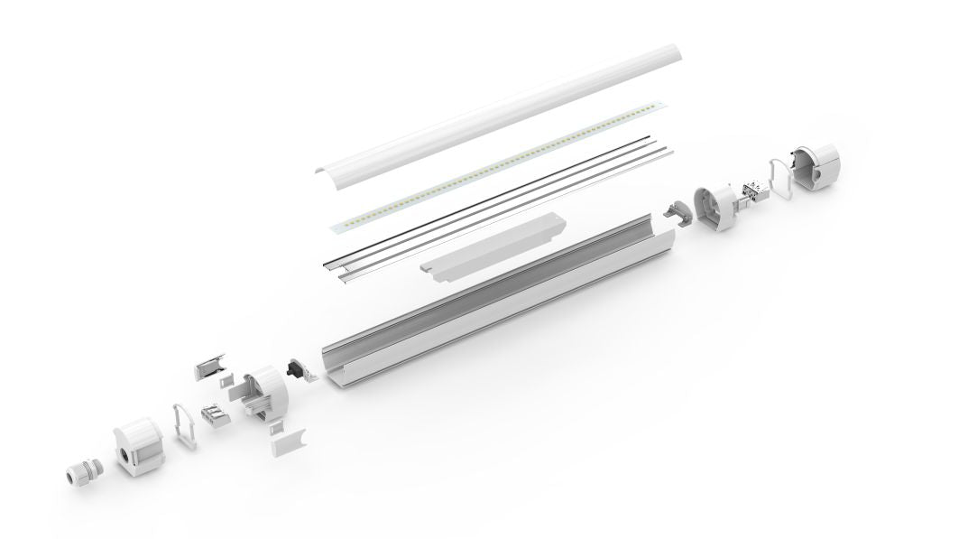 9er Pack LED Feuchtraumleuchte PRO, 150cm, 50W, 6000lm, 4000K (neutralweiß), IP65, OSRAM-Netzteil, Steckklemme, durchschleifbar.