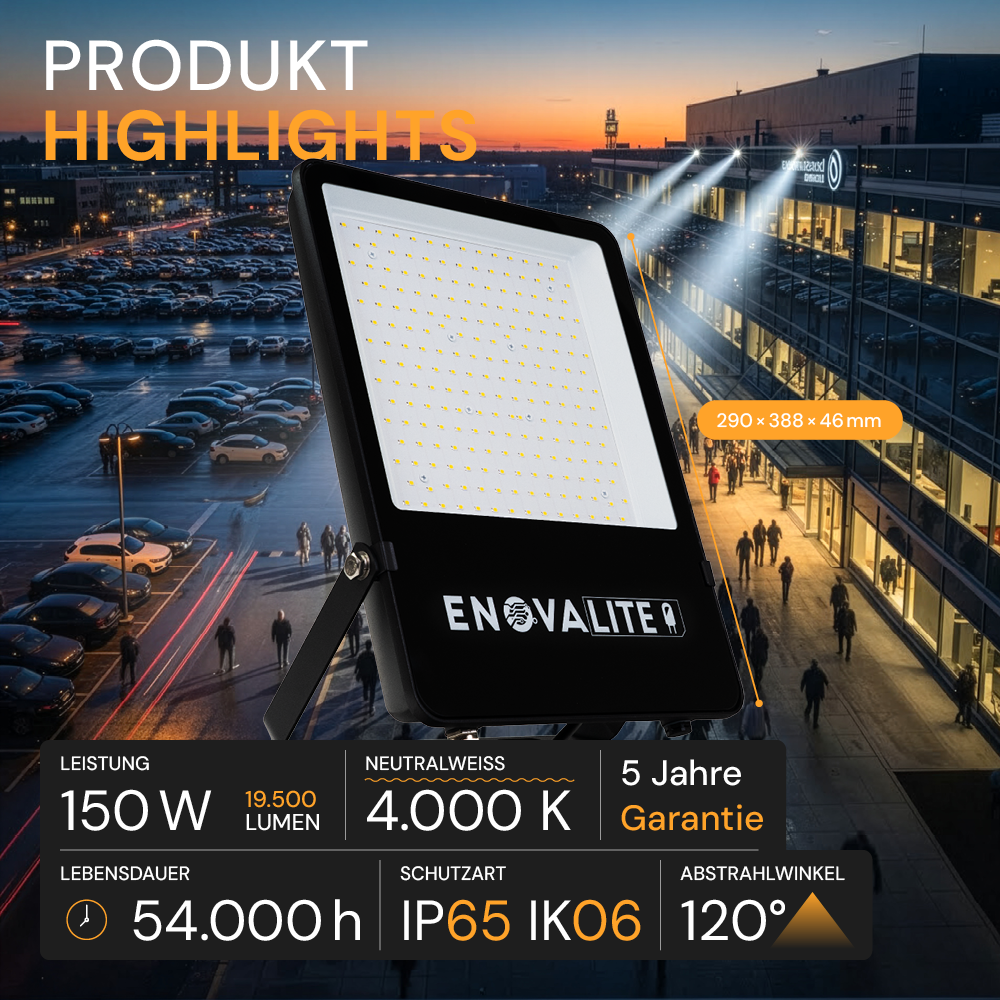 LED Fluter, 150 W, 19500 lm, 4000 K,