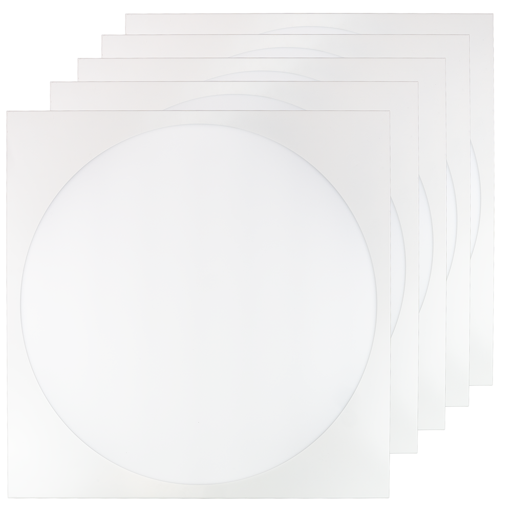 5er Pack LED-Panel mit runder Leuchtfläche, 62x62 cm, 30 W, 3600 lm, 4000 K (neutralweiß), Lifud Netzteil.