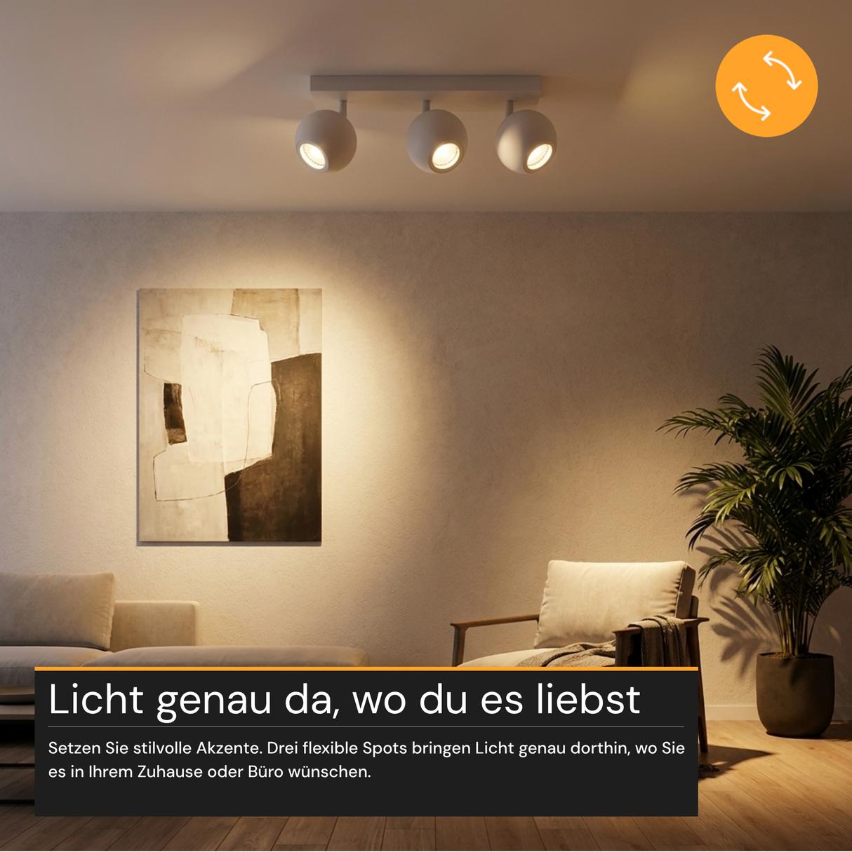 Deckenspot GLOBE, in Weiß, aus Alu und Stahl, 3-flammig, GU10-Fassung, IP20, Ø10cm