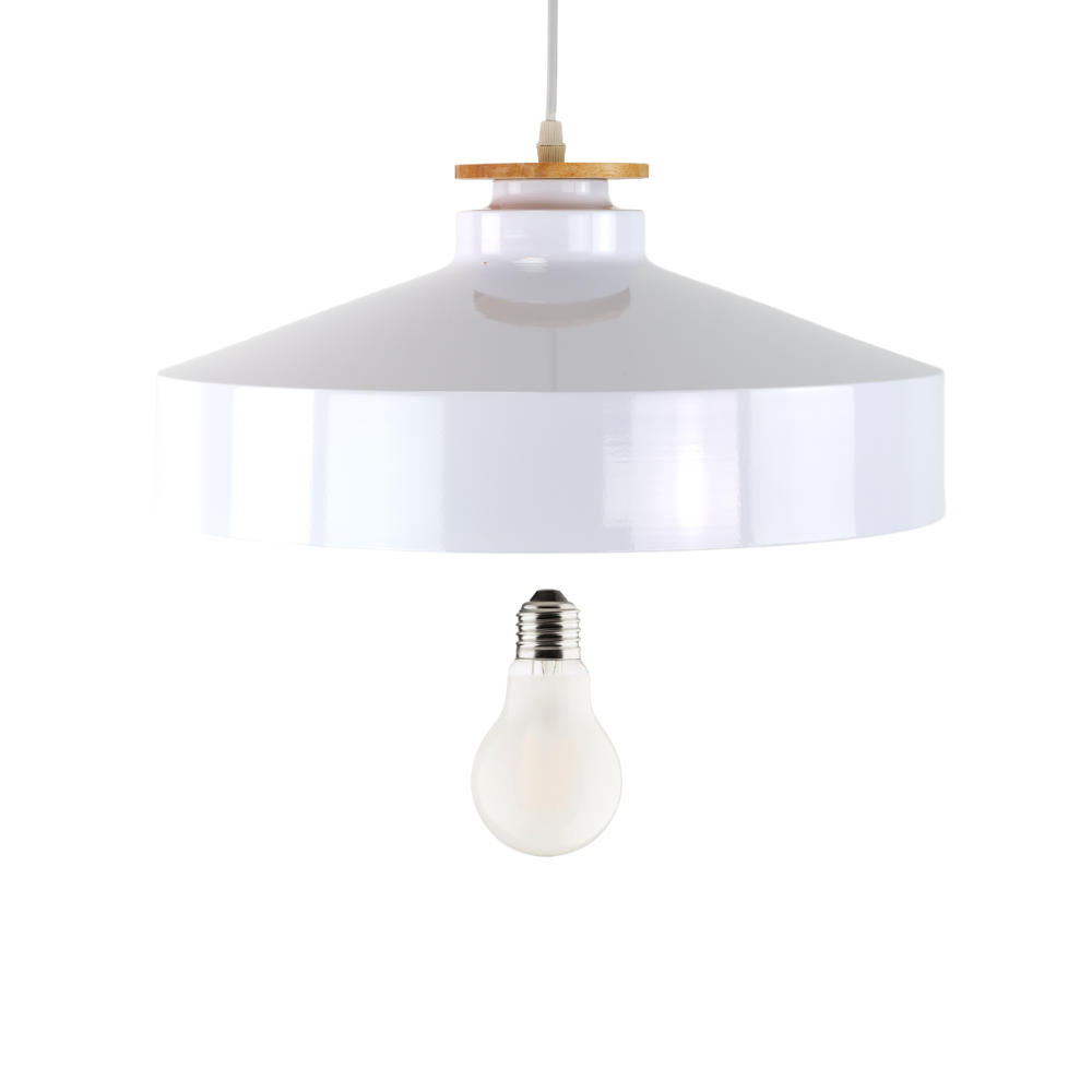 Elegante Pendelleuchte in Weiß inkl E27-Filamentleuchtmittel, 7W/700lm, 2700K/warmweiß, Milchglas, runde Form, aus Stahl, E27-Fassung, IP20, Ø40 cm.