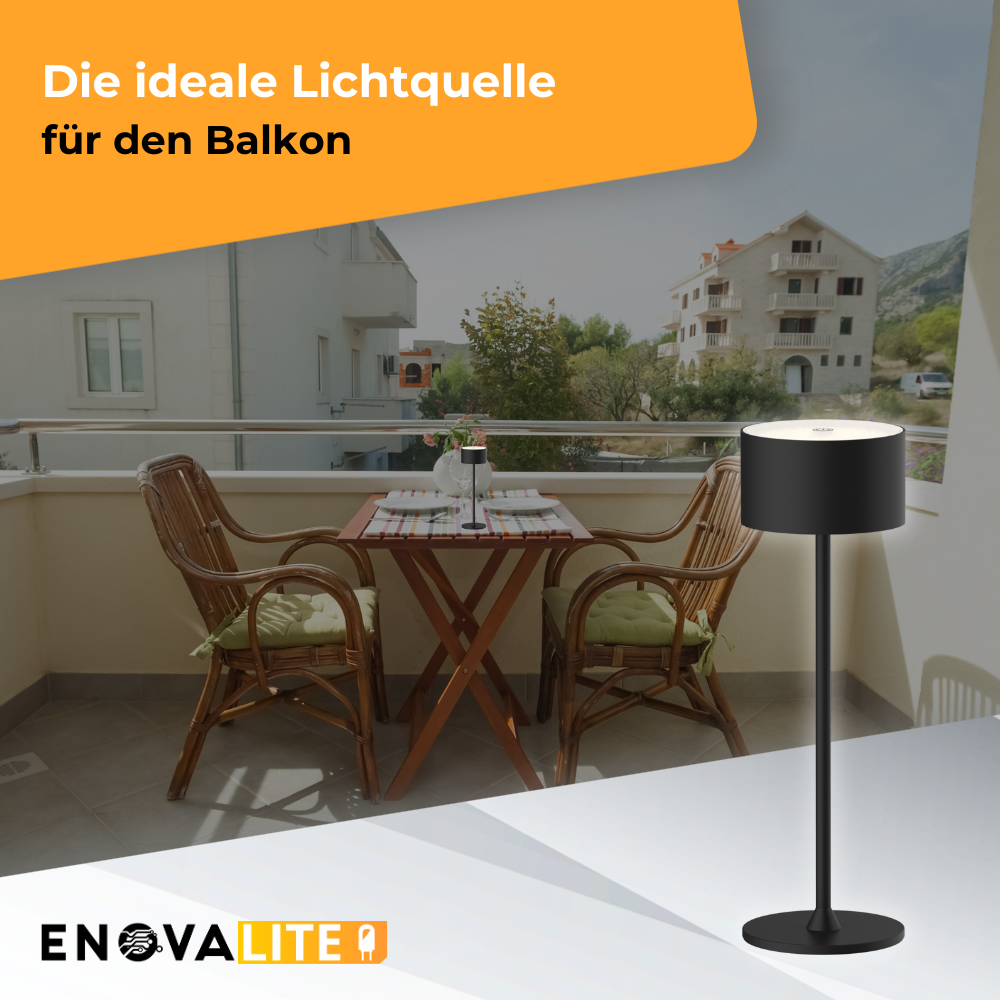 LED-Tischleuchte mit Akku, Up- & Downlight, Dimm- & CCT-Funktion, schwarz, wiederaufladbar, Innen und Außenbereich, IP44, USB-C.
