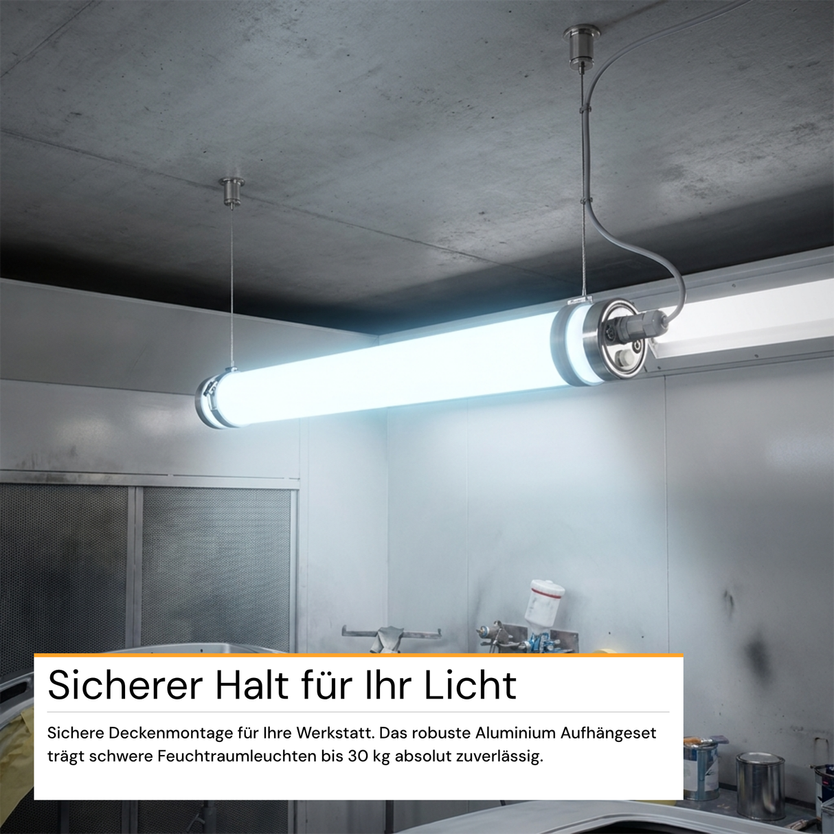 Aufhängeset für Feuchtraumleuchten, Deckenmontage