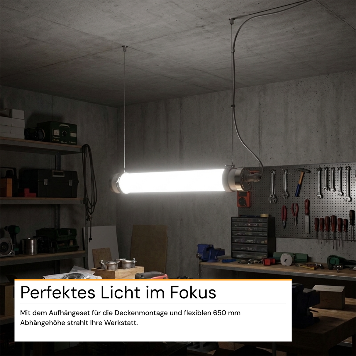 Aufhängeset für Feuchtraumleuchten, Deckenmontage