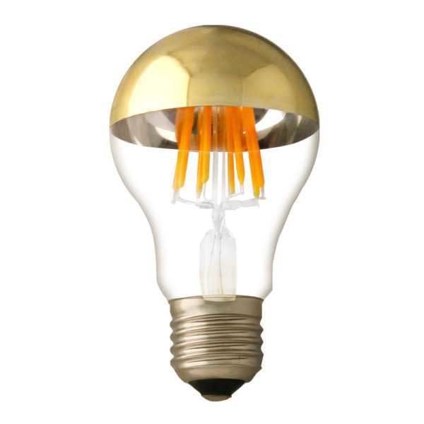 LED-Filament Leuchtmittel, E27, halb-gold, Ø 60 mm, 7 W, 800 lm, warmweiß.