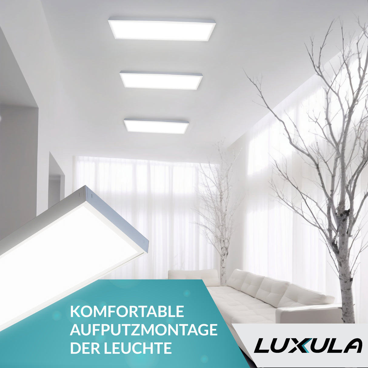 LED Panel, mit Montagerahmen, 120x30, 36W, 3600lm, 3000K, inkl Netzteil.