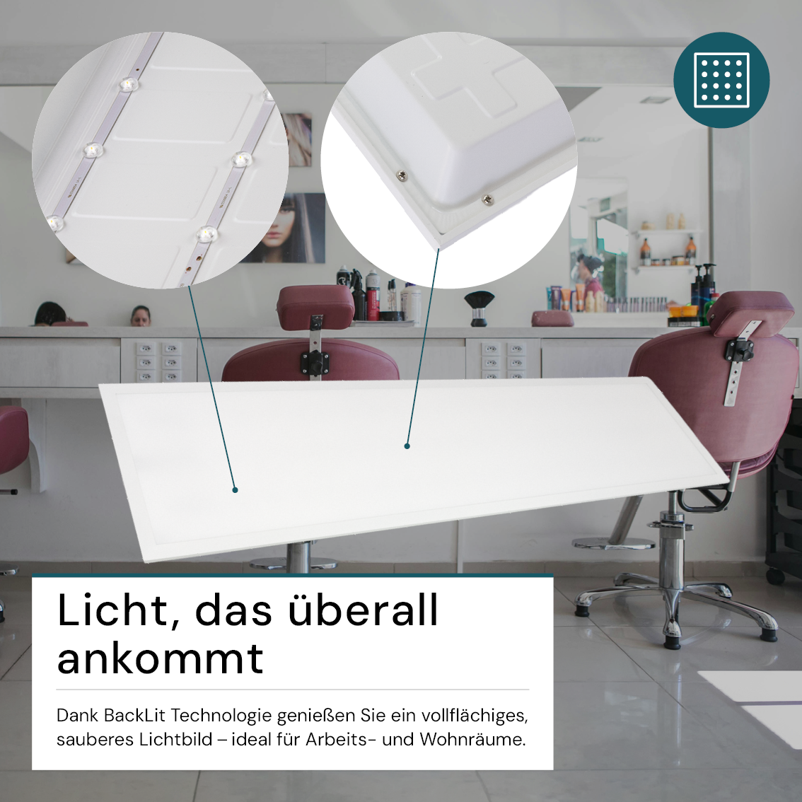 LED BackLit Panel, 120x30 cm, CRI98, 40W, 4000lm, 4000K