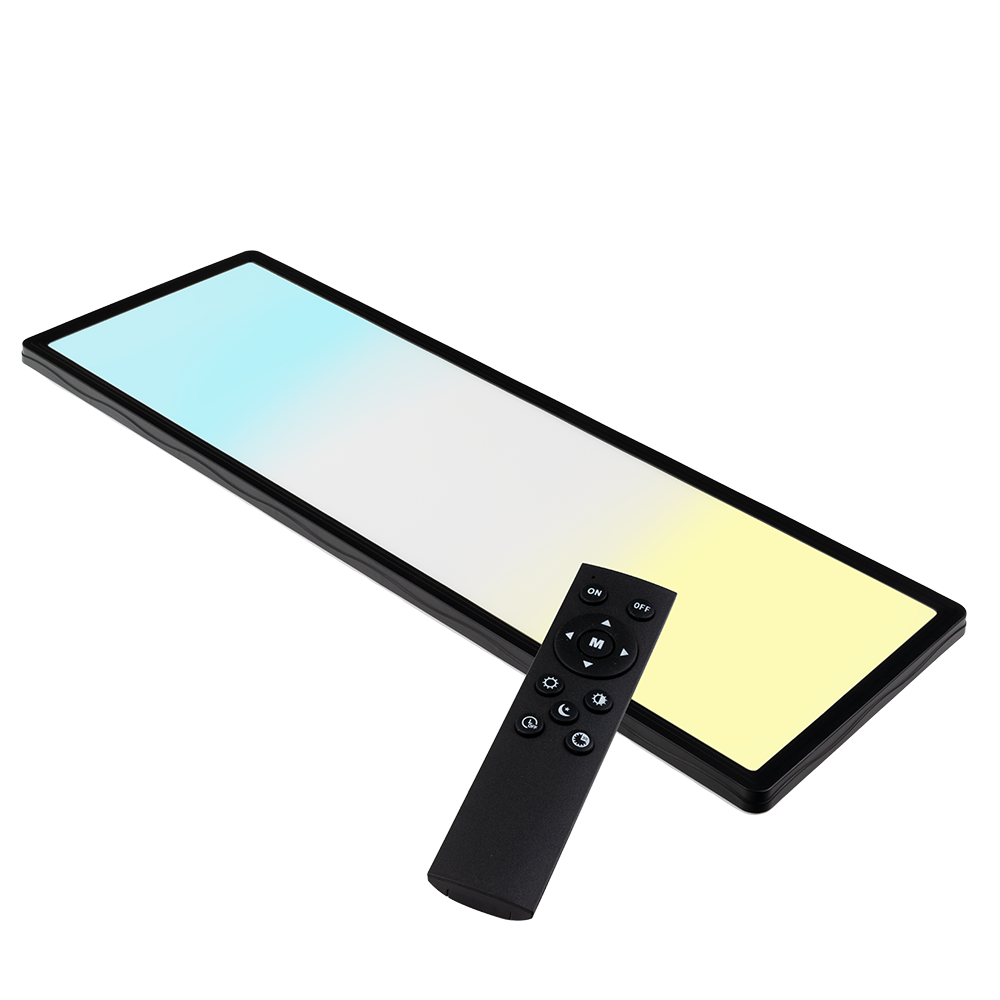 LED-Panel mit Fernbedienung, 58×20 cm, schwarz, 24 W, 2200 lm, IP44 Wassergeschützt, Helligkeit und Lichtfarbe einstellbar