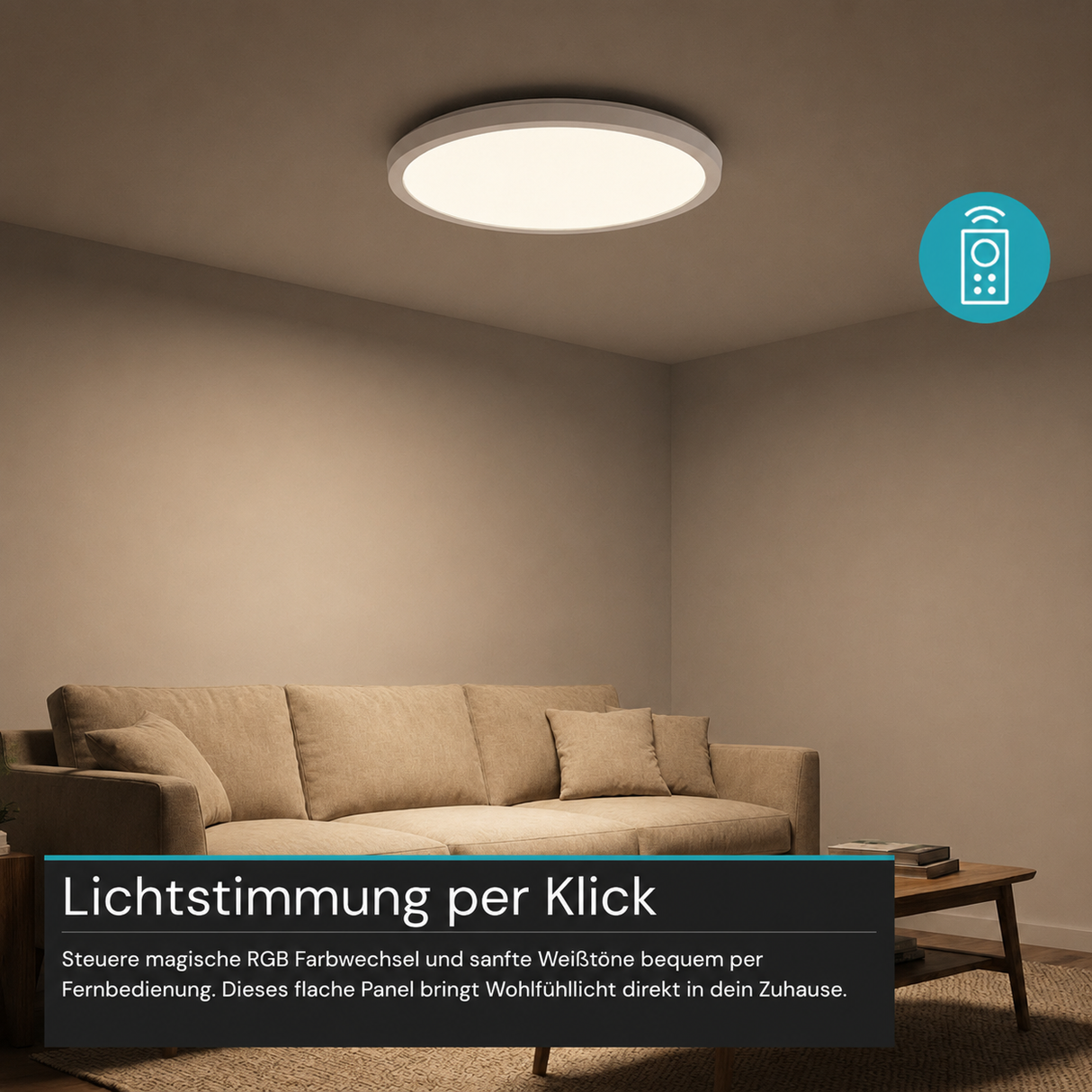 RGB Panel Up&Down, 15W, 1550lm, IP44, ø283x28mm, 3000-6500K (CCT), dimmbar, weiß