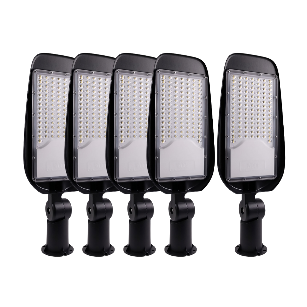5er Pack LED-Straßenleuchte, Wegeleuchte, 100 W, 11700 lm, 5000 K (neutralweiß), IP65, Ø48-60 mm.
