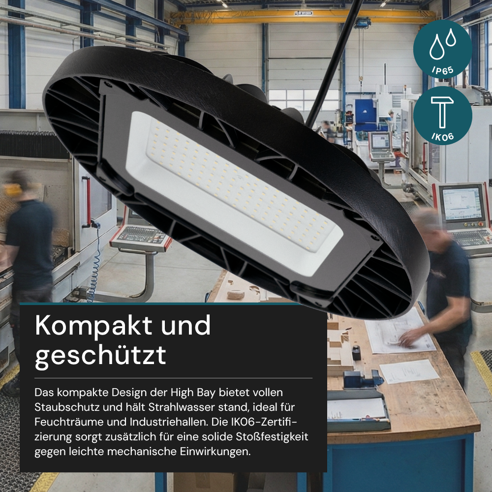 LED-HighBay, UFO, Hallenstrahler, 150 W, 14400 lm, 5000 K (neutralweiß), IP65
