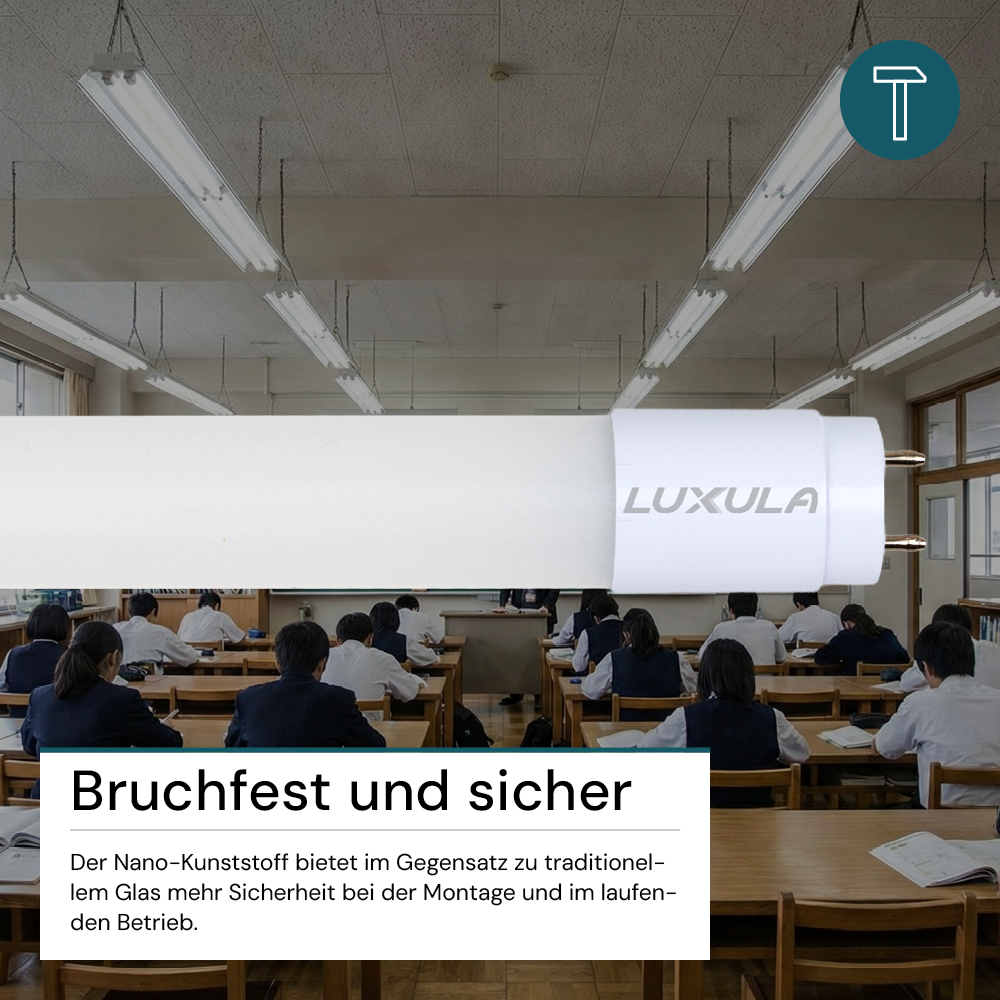 LED T8 Röhre, 150 cm, 120 lm/W, 22 W, 2640 lm, 4000 K (neutralweiß), mit Brücke