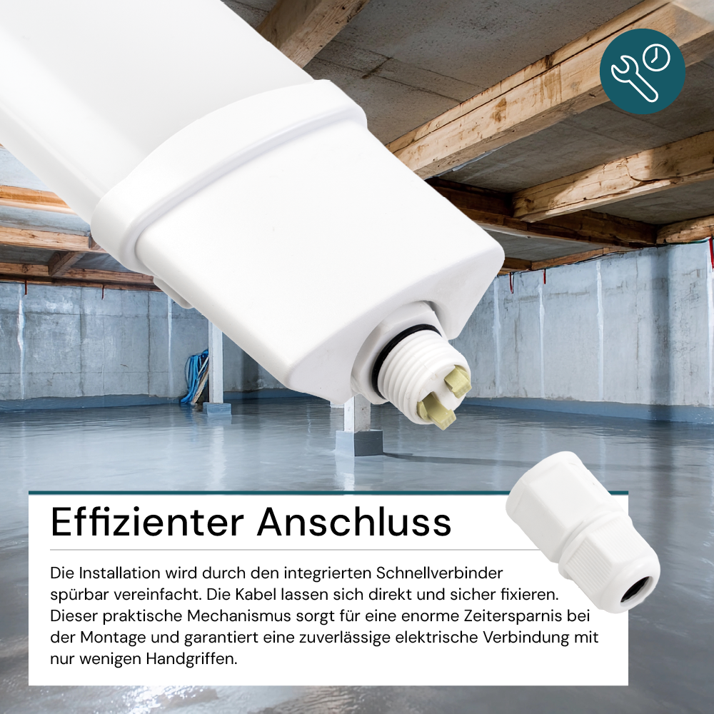 2er Set LED Feuchtraumleuchte, 36W, 3250lm, 4000K, 1200mm, IP65, mit Quick Connector