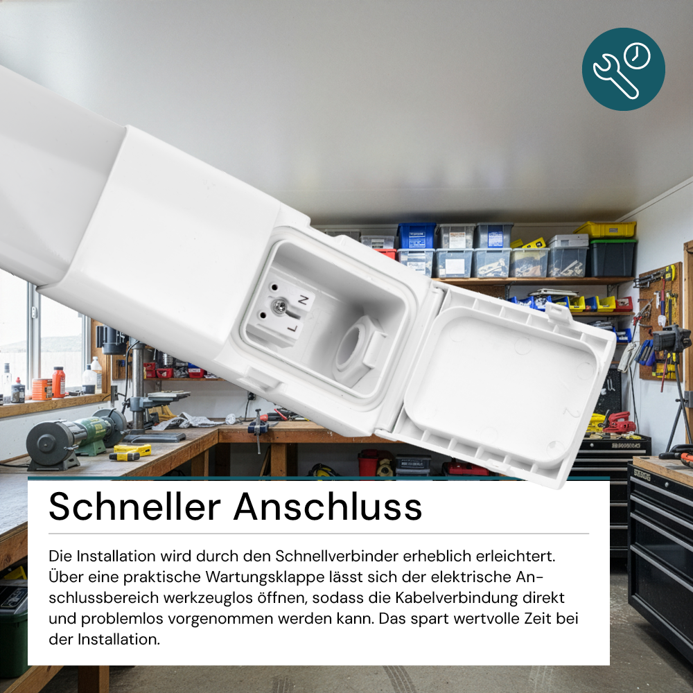 LED Feuchtraumleuchte, 75 cm, 16 W, 1760 lm, 4000 K (neutralweiß), IP66, durchschleifbar, Fast Connector