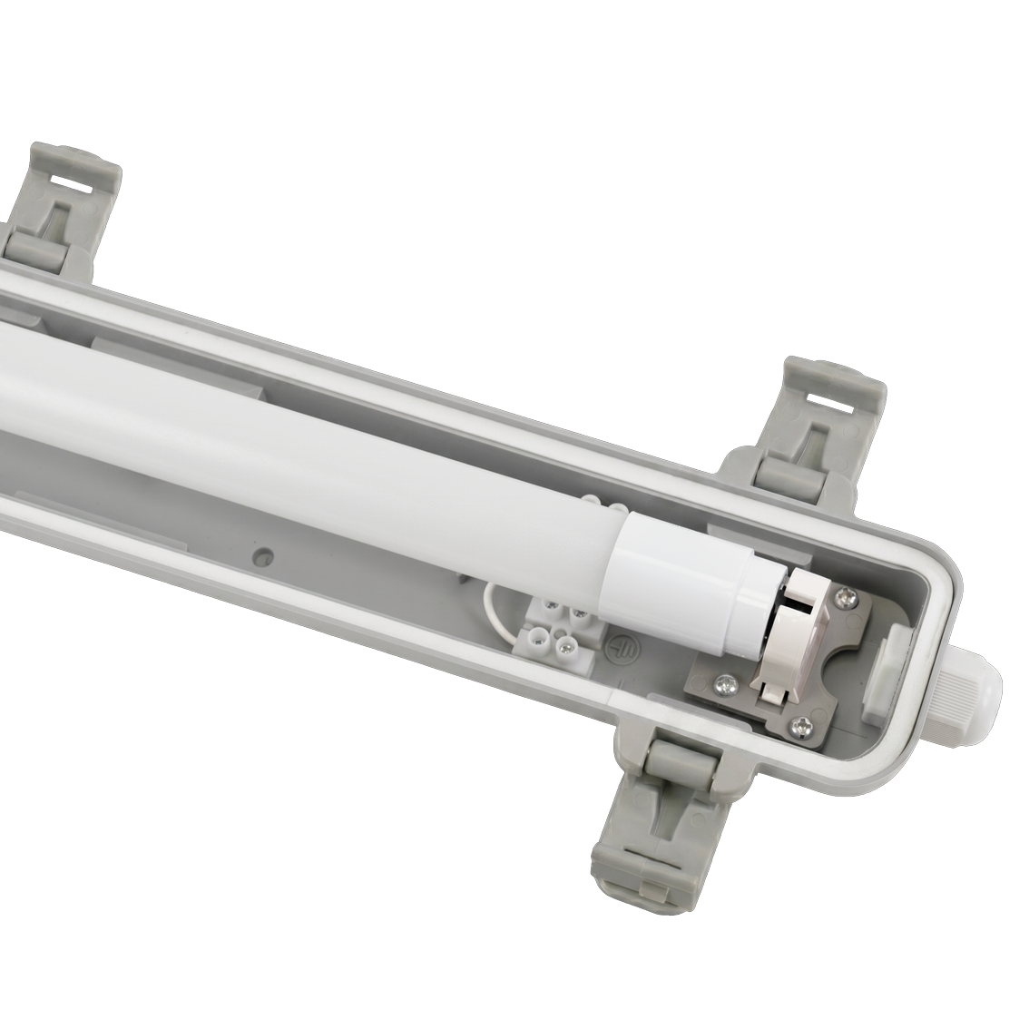 LED Wannenleuchte 120 cm, inkl 1x18W LED-Röhren T8, 4000K, IP65, IK08.