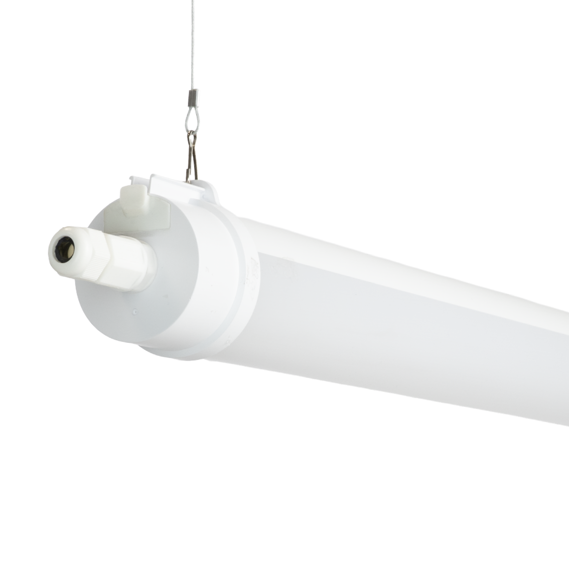 LED Feuchtraumleuchte, 120 cm, 40W-34W-28W einstellbar, max. 5558 lm, 3CCT,IP65, IK08, rund, durchschleifbar.