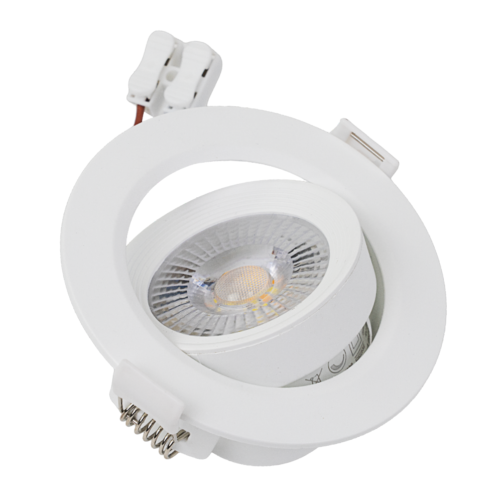 LED Downlight, schwenkbar, in Weiß, 7 W, 600 lm, 3000 K (warmweiß), 38°, Einbaustrahler