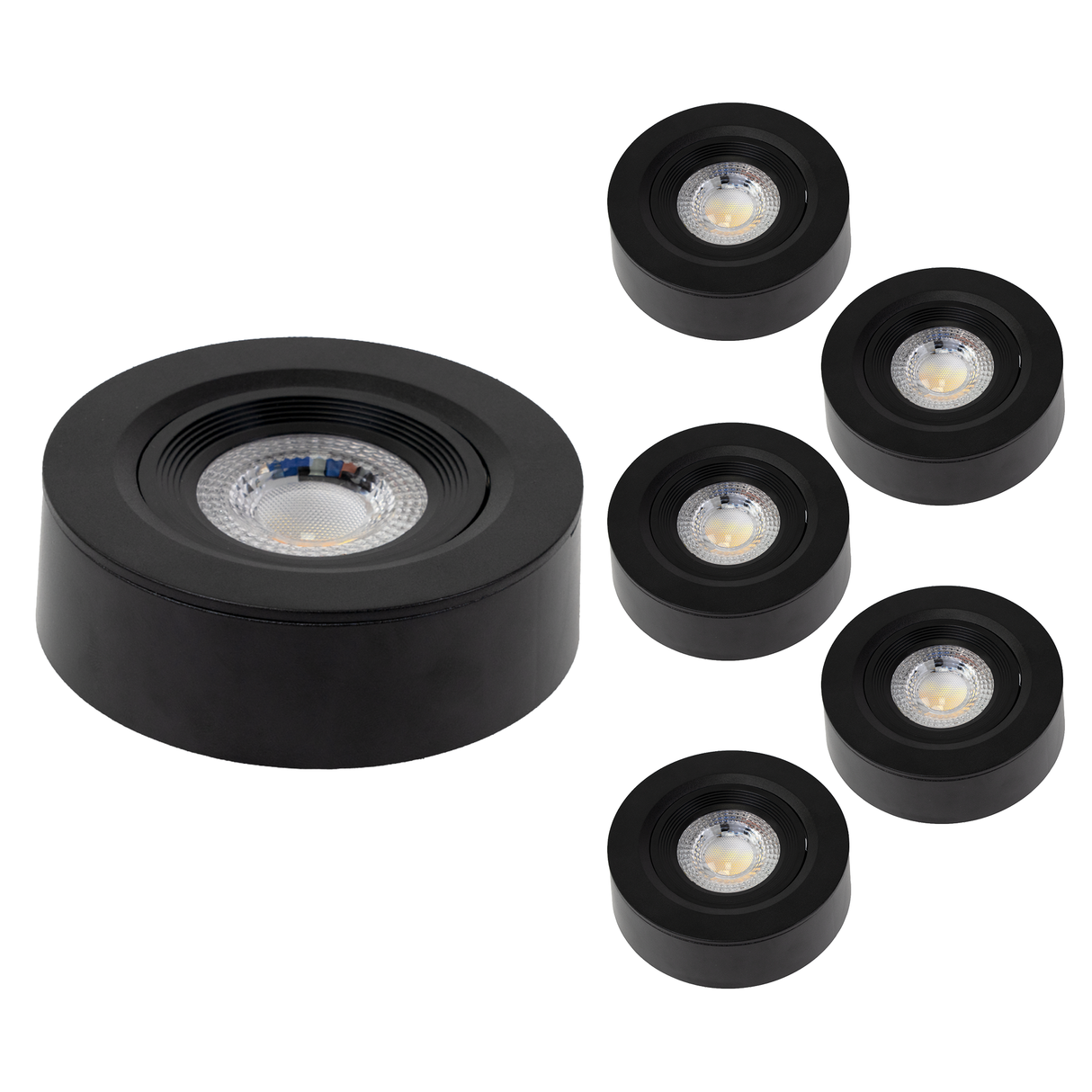 LED CCT Downlight, Ein- und Aufbaustrahler, schwenkbar, in Schwarz, dimmbar, 5 W, 420 lm, 60°, 3000K-4000K-6500K einstellbar