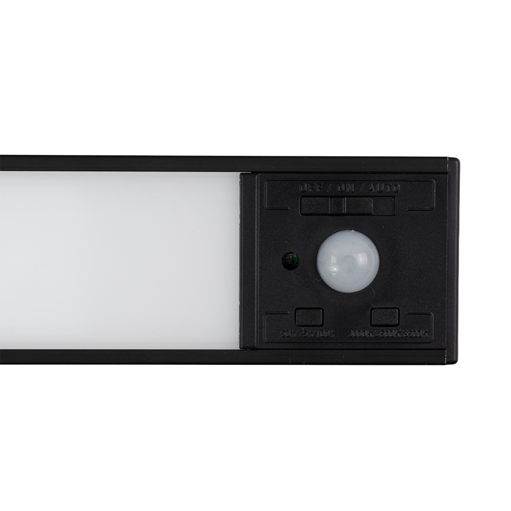 LED Schrankbeleuchtung mit Bewegungsmelder, schwarz, 40 cm, dimmbar, einstellbare Lichtfarbe, USB-aufladbar, einfache Befestigung, Unterbauleuchte