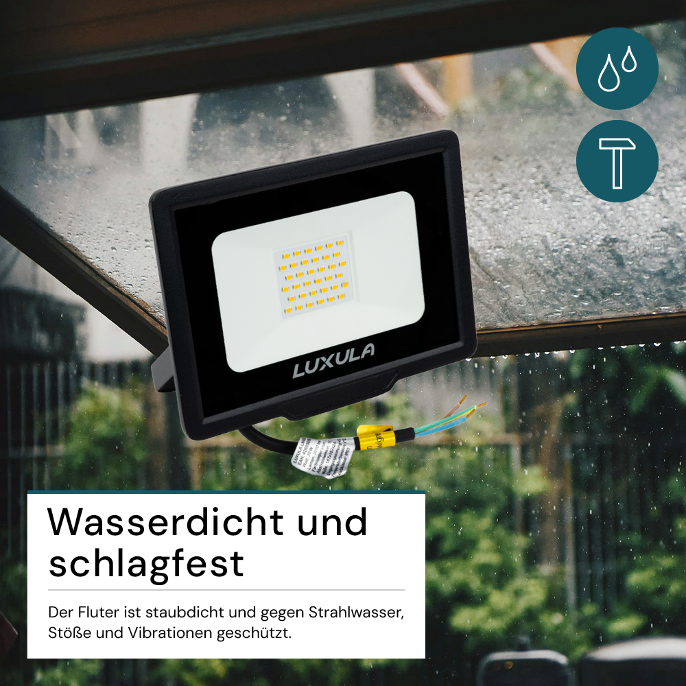 2er Pack LED-Fluter, 30 W, 4000 K (neutralweiß), 3000 lm, schwarz, IP65.