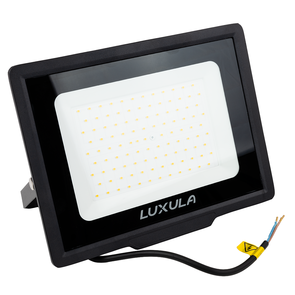 LED-Fluter, 100 W, 3000 K (warmweiß), 10000 lm, schwarz, IP65.