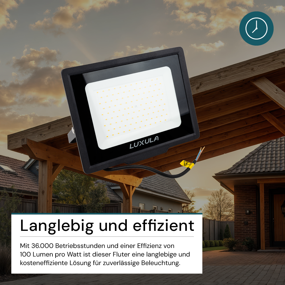 10er Pack LED-Fluter, 100 W, 4000 K (neutralweiß), 10000 lm, schwarz, IP65.