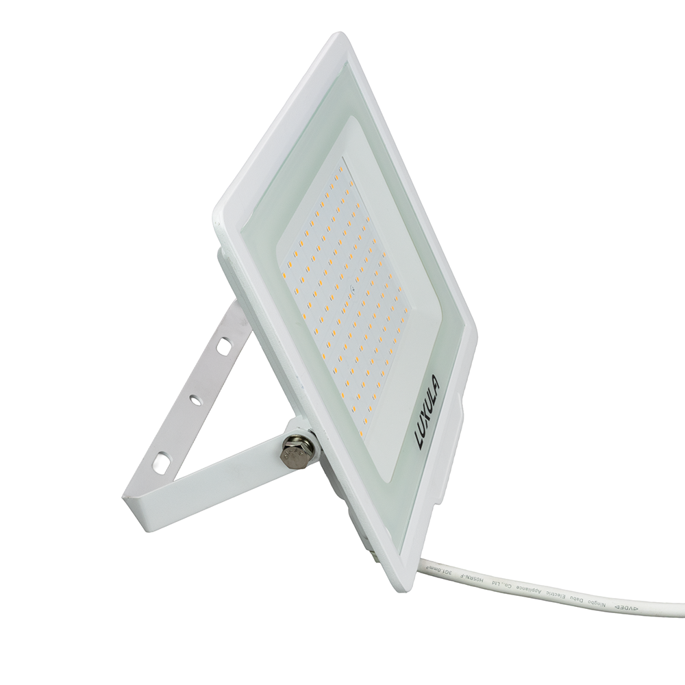 LED-Fluter, 100 W, 3000 K (warmweiß), 10000 lm, weiß, IP65.