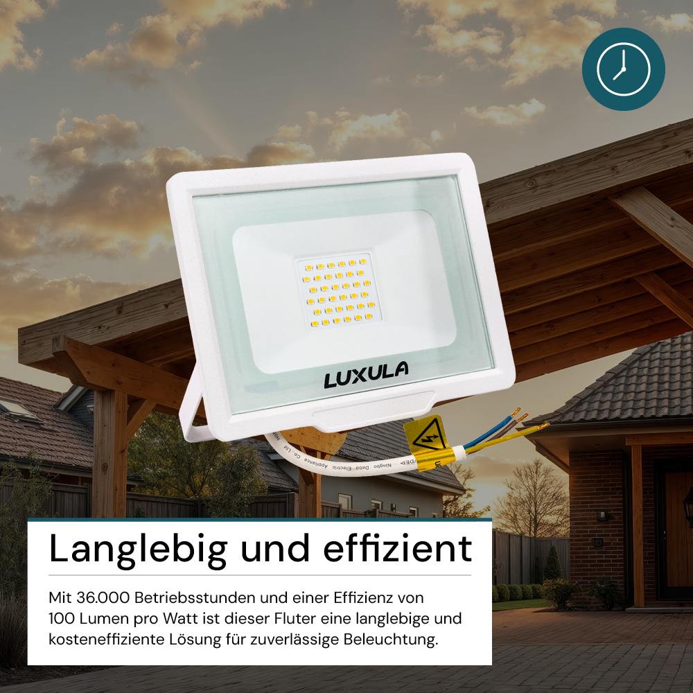 2er Pack LED-Fluter, 30 W, 4000 K (neutralweiß), 3000 lm, weiß, IP65.