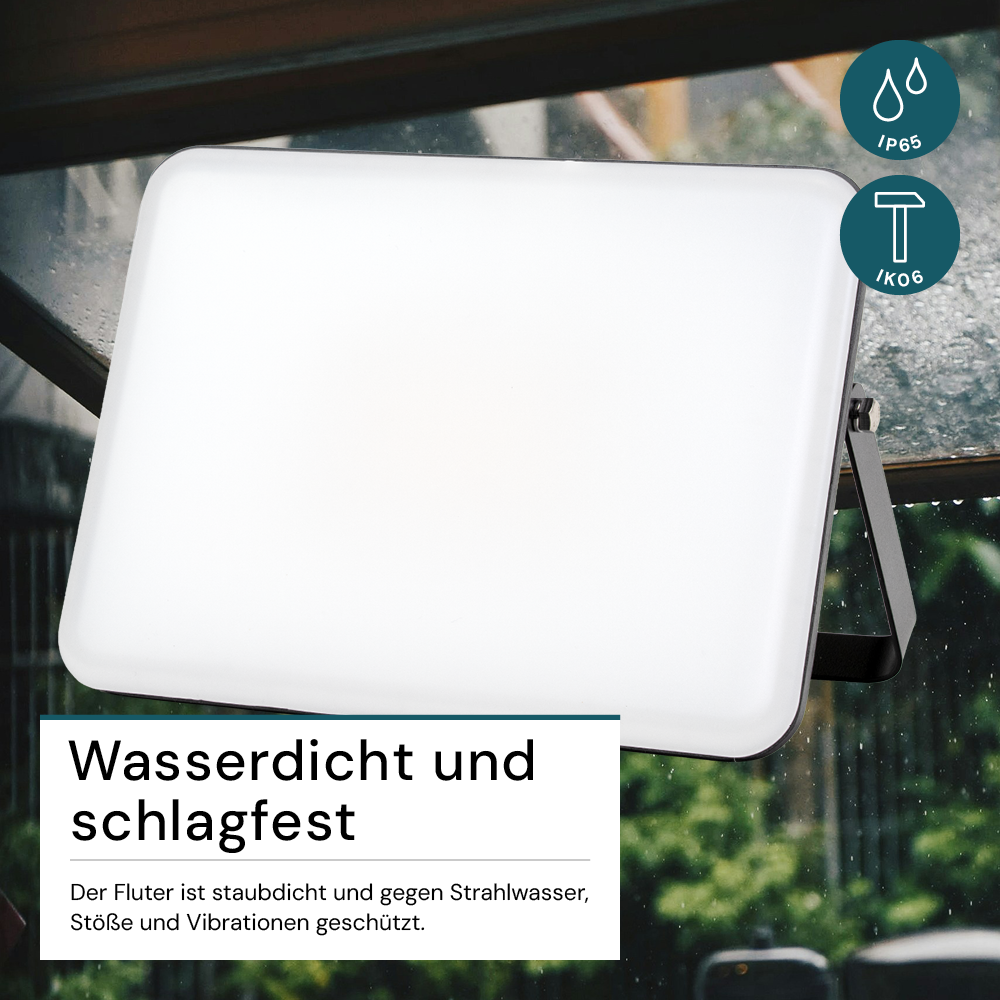 LED-Fluter mit Schnellverbinder, rahmenloses Design, 30 W, 4000 K (neutralweiß), 3000 lm, IP65