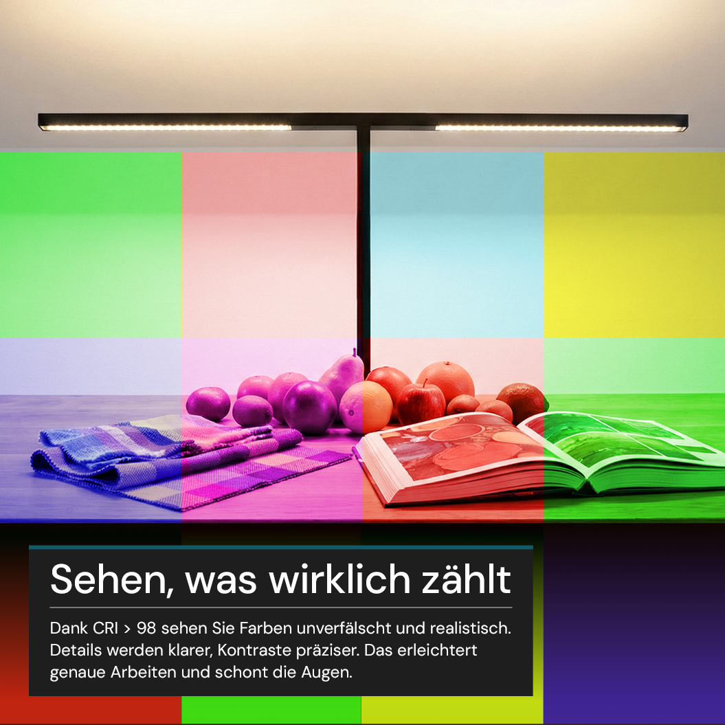 LED-Büro-Stehleuchte, Up/Down, UGR<16, CRI98, dimmbar, 90 W, 1940 x 40 x 2040 mm, 5000 lm, schwarz