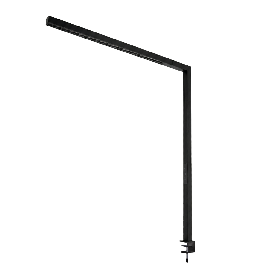 LED Büro-Klemmleuchtel Up/Down, UGR<16, CRI98, dimmbar, 45 W, 1200 x 40 x 1050 mm, 3500 lm, schwarz.