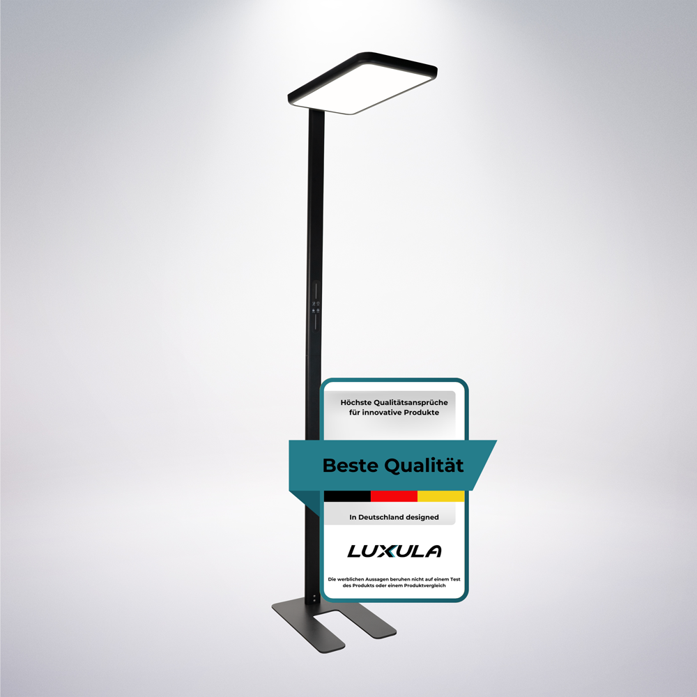 LED Büro-Stehleuchte, Up/Down, in Schwarz, 100 W, 7000 lm, 4000 K (neutralweiß), UGR<16, CRI98, dimmbar, RG0, Bridgelux LED